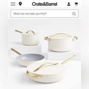 Caraway 12 pc Cookware Set. Crate&Barrel exclusive Cream/Gold NIB